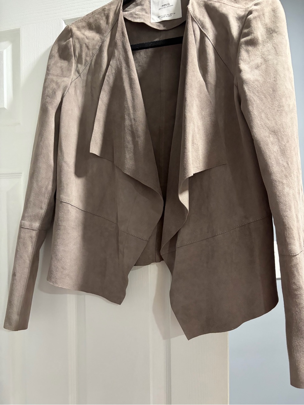 Mango Taupe Draped Open-Front Blazer
